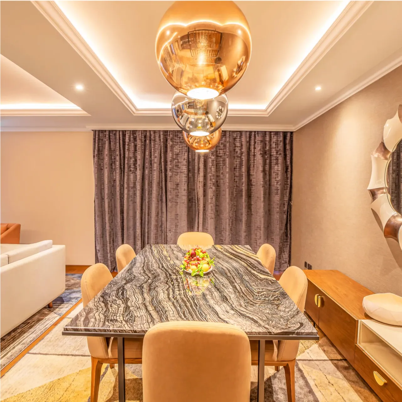 Presidential Suite - private dining area with sophisticated decor
