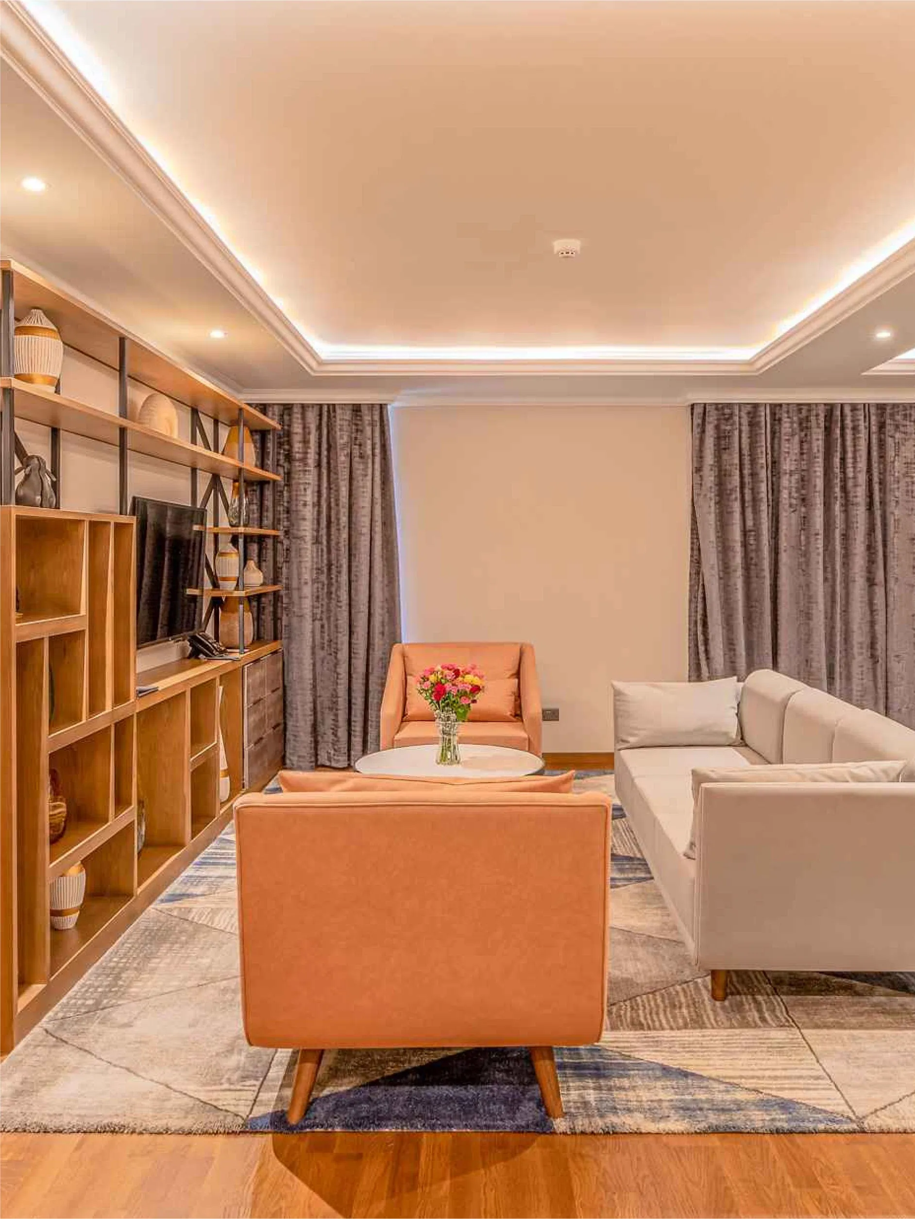 Presidential Suite - spacious living area with elegant furnishings